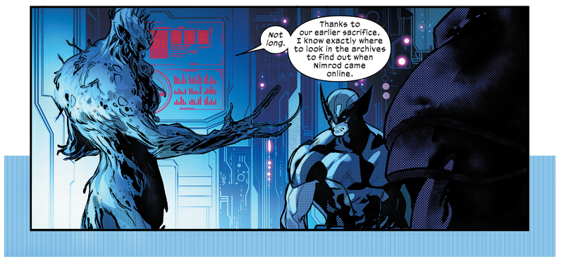 Wolverine and Cypher engage in cyber skulduggery.